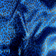 Load image into Gallery viewer, Blue and Black Cheetah Print Satin Pillowcase. Washable, Easy Care