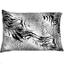 Load image into Gallery viewer, Black, White Leopard Pattern Satin Pillowcase. African Animal Print.