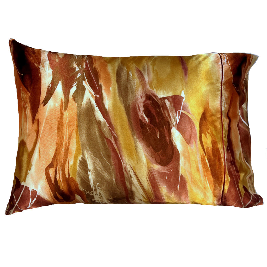 Maroon, Gold, Tan, Orange, Rust Satin Pillowcases. Healthy Hair, Smooth Skin.