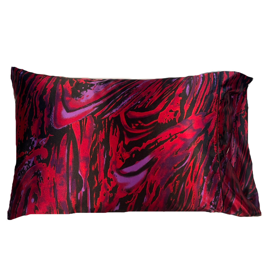 Red, Black and Purple Animal Print Satin Pillowcase