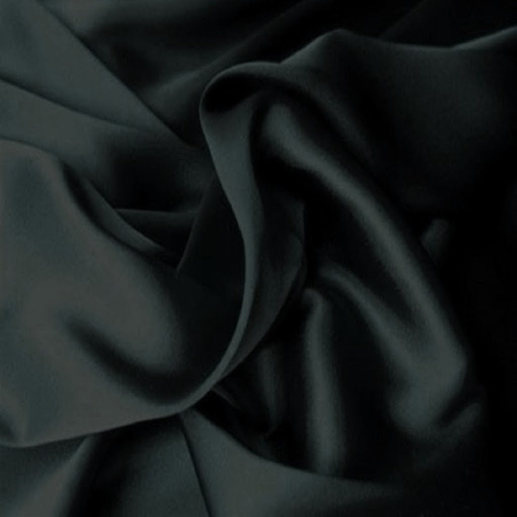 Satin material in a solid black color. The material is swirled.