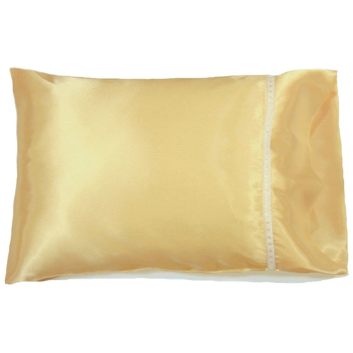 An accent pillow with a solid yellow pillowcase. The pillow is 12 x 16