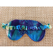 Load image into Gallery viewer, Sleep Eye Cover, Purple, Turquoise Blue Paisley Satin Charmeuse
