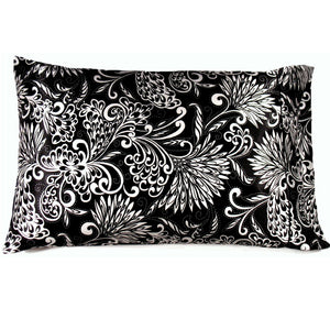 Couch Throw Pillow, Black with White Flowers Charmeuse Satin. Washable – A  Touch of Satin